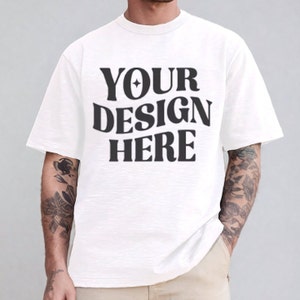 Bella Canvas 3001 White Tshirt Mockup | 3001 Mens White T-shirt Mock-up | Real Model Mock | Simple Aesthetic Mens Bella Canvas 3001 Shirt