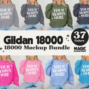 Gildan 18000 Sweatshirt Mockup Bundle | G180 Crewneck Mock-up Bundle Real Model Mock Neutral Simple Aesthetic Fall Winter Gildan 18000 Mocks