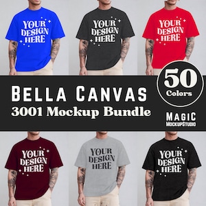 Bella Canvas 3001 T-Shirt Mockup Bundle | Male BC3001 TShirt Mock-up Bundle | Real Model Mockup | Mens Basic Simple Bella Canvas 3001 Mock