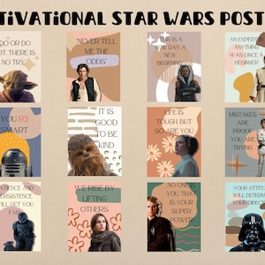Star Wars Motivational Classroom Posters (12), Retro Boho, Digital Posters, Middle School, Classroom Decor