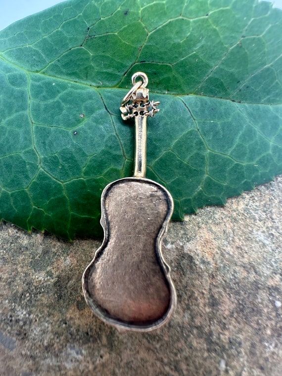 Antique Small Detailed Gold Violin Charm Pendant … - image 2