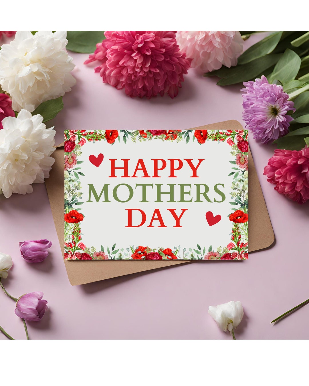 Happy Mothers Day Card Botanical Wildflowers Flower Garden Illustrated ...