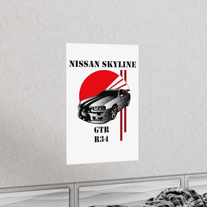 Nissan Skyline GTR R34 Poster JDM Car Enthusiast Art Premium Matte