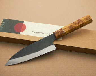 Handgeschmiedete japanische 155 mm Funayuki Aogami # 2 Karbonstahl - Extraleichte Klinge Made in Saga Japan von Yoshida