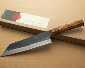 Cuchillo Bunka japonés de 190 mm forjado a mano Aogami #2 Acero al carbono - Hoja hecha en Saga Japón por Kyusakichi - Yoshida