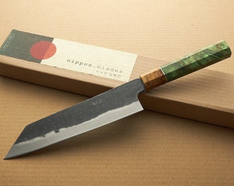 Handgesmeed Japans 190 mm Bunka Aogami #2 koolstofstalen mes - Blade gemaakt in Saga Japan door Yoshida
