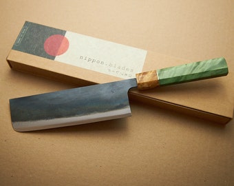 Cuchillo japonés Nakiri Shirogami #1 de acero al carbono forjado a mano de 165 mm - Hoja fabricada en Tosa Japón por Tsukasa Tokaji