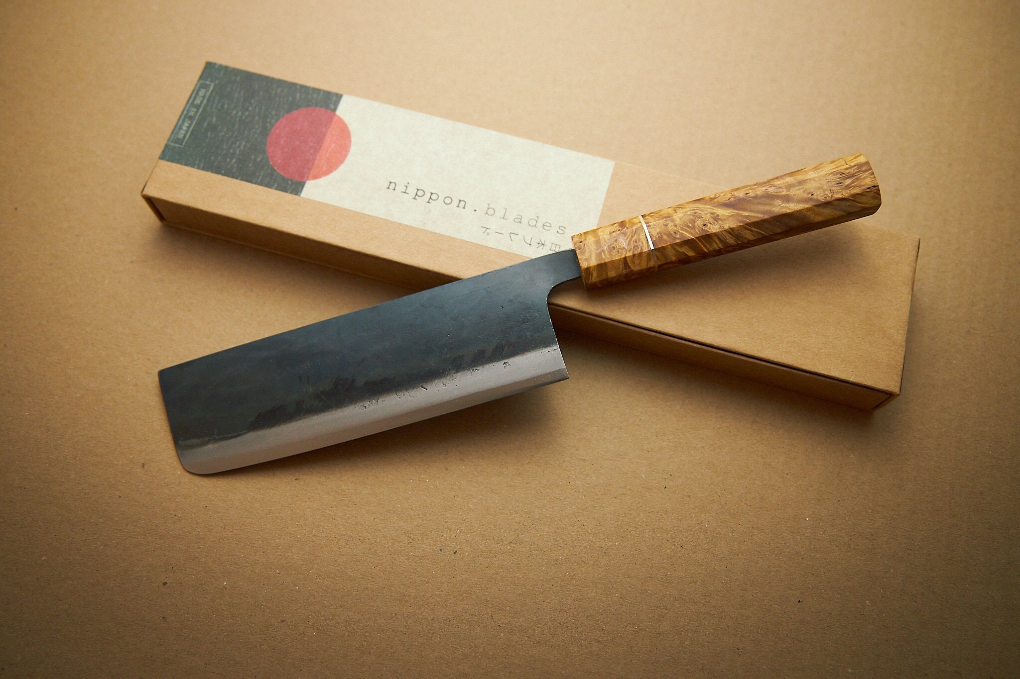 couteau japonais nakiri shirogami #1 forgé à la main 165 mm en acier au carbone - lame fabriquée tosa japon par tsukasa tokaji