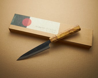 Cuchillo japonés Petty Shirogami #1 de acero al carbono forjado a mano de 135-150 mm - Hoja fabricada en Tosa Japón por Tsukasa Tokaji