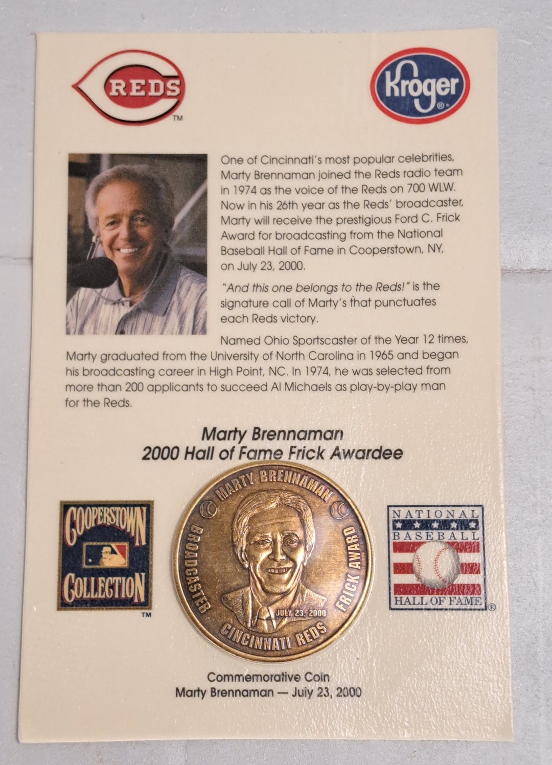 Cincinnati Reds, Kroger Promotional, Commemorative Coin, Copperstown ...