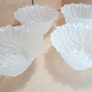 Frost Floral Textured Bowl Press Cut White Glass - Indiana Glass