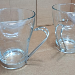 Vitrosax Cappuccino Cups, Made in Italy, Pair of Mid Century Modern Glassware