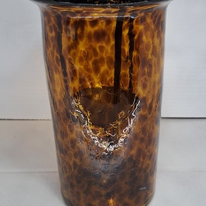 Tortoise Shell Hand-Blown Art Glass Vase/Candelabra