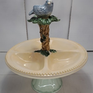 Blue Bird Pedestal Candy/Nut Dish