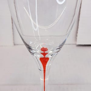 Modern Block Artesia Wine Goblets with Red Stripe in Stem
