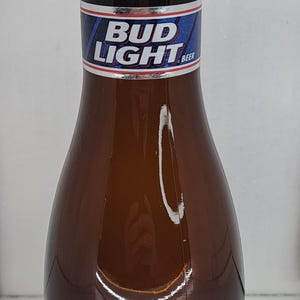 Budweiser Bud Light Bowling Pin Amber Beer Bottle With The Original Paper Labels