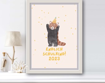 Watercolor Poster School Child Raccoon 2023 PDF