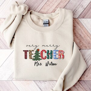 Very Merry Teacher Custom Tshirt, Christmas Custom Mrs Teacher Shirt, Teacher Christmas Gift, Teacher Appreciation, Xmas Teacher Shirt