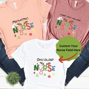 Custom Christmas Nurse Shirt, ICU Nurse Christmas Shirt, Custom Nurse Field Shirt, Nice Gift For Nurse