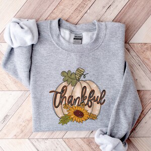 Cute Thanksgiving Shirt, Pumpkin Sunflower Fall Shirt, Thankful Grateful Blessed Shirt
