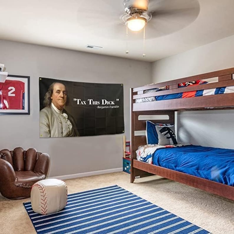 Benjamin Franklin tax This Dick Flag. Funny Flags 3x5 FT With Four