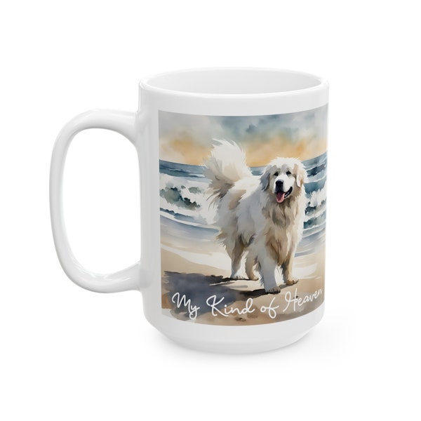 Great Pyrenees Beach Dog Ceramic Coffee Tea Mug