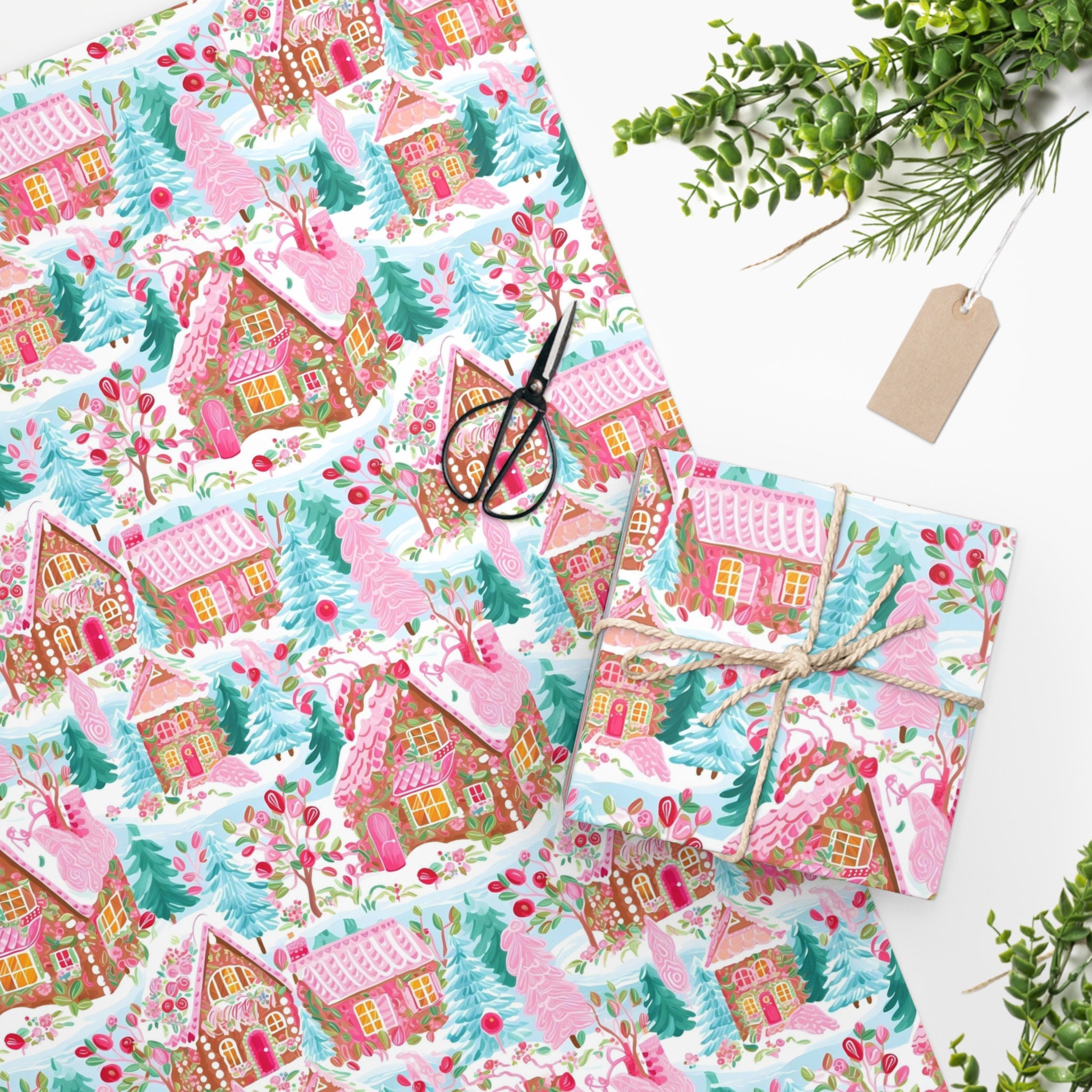 Wrapping Paper Gingerbread Christmas Holiday Gift Wrap Gingerbread