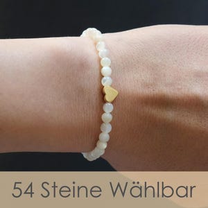 Freundschaftsarmband mit Herz | Personalisierbares Edelstein-Armband | Geschenk für Frauen | echtes Steinarmband – handgefertigt