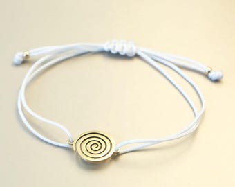 Spiraalarmband – hanger van roestvrij staal in goud of zilver, verstelbaar, verkrijgbaar in 26 bandkleuren, handgemaakte vriendschapsarmband