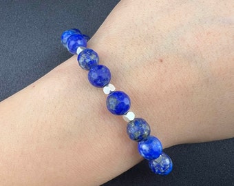 Lapis lazuli beaded bracelet 8 mm, gemstone bracelet, power bracelet, adjustable bracelet, gift idea