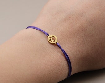 Bracelet with paw gold & silver, bracelet dog cat pet, macrame bracelet, adjustable handmade bracelet