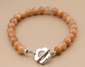 Bracelet pierre de soleil véritable 6 & 8 mm, bracelet perles pierre de soleil, idée cadeau