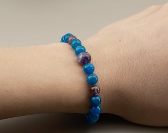 Bracelet perlé en apatite naturelle et pierre précieuse d'améthyste, bijoux de mode réglables faits à la main