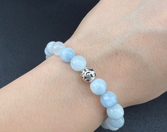 Bracelet de perles aigue-marine, idée cadeau bijoux fantaisie fait main