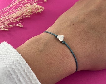 Damen Armband mit Herz, Freundschaftsarmband, Verstellbares handgefertigtes Schmuckband Accessoire, Ein Geschenk für Ihre Liebe