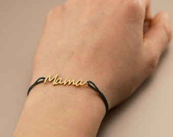 Bracelet avec signe maman or & argent, bracelet macramé mère, bracelet fait main réglable, fête des mères 2024, cadeau pour maman