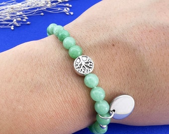 Pulsera con cuentas hecha de piedra preciosa de jade africano natural, joyería de moda hecha a mano ajustable