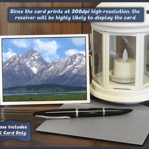 Grand Teton Mountain Range Photo on Digital Download Note Card, Scenic Outdoor Image on A2 Card with Blank Inside or Optional Bible Verse