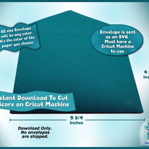 Digital Download A2 Envelope SVG, Cut and Score on Cricut, Easy Notecard Envelope Pattern, Make your own envelope size 4 3/8 x 5 3/4 inches