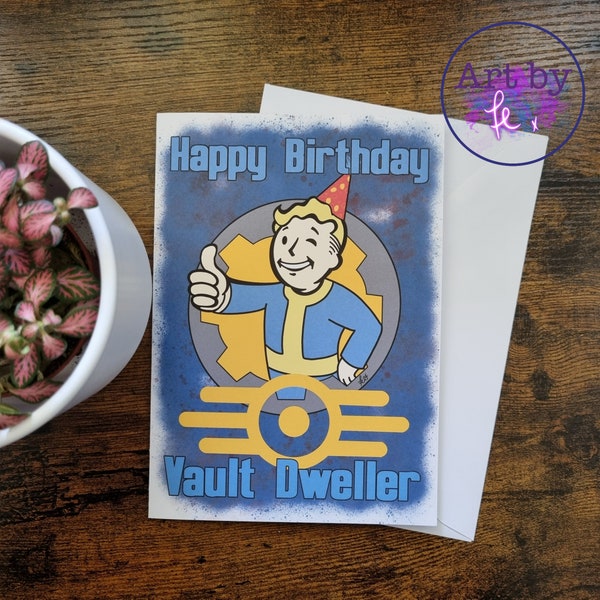 Fallout Vault Dweller Grußkarte | Geburtstagskarte | Hochwertiger Druck | Umschlag im Lieferumfang enthalten