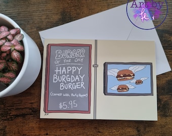 Bob's Burgers Themed Birthday Card | Burger of the Day | High Quality Print | Envelope Included