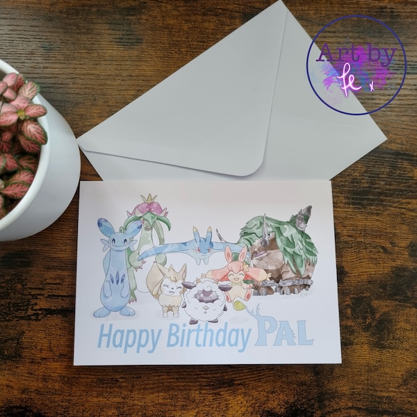 Palworld Birthday Card | Watercolour Style | High Quality Print | Envelope Included