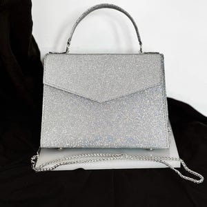 Glossy silver leather bag
