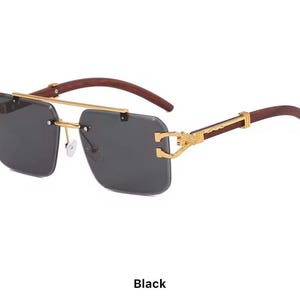 Lunettes de soleil carrées rétro hommes femmes décoration lion doré lunettes de soleil hommes lunettes de voyage (dupe Cartier)