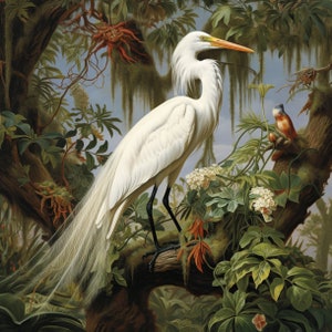 Graceful Beauty of the Louisiana Swamp: Majestic White Egret