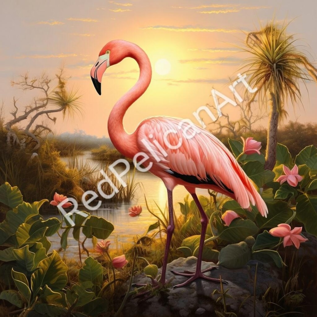 Tissu à Coudre Snowy Egret, Everglades Collection - Rose Flamingo Vif Avec Oiseaux Blancs - Neuf