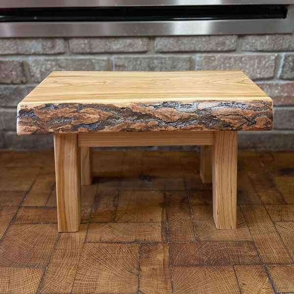 rustic live edge cherry step stool 15x10 10 inches high