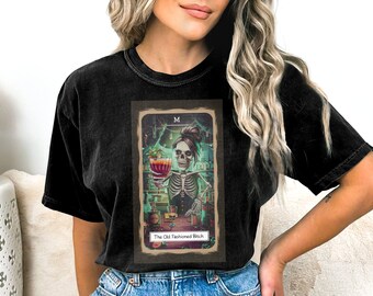Old Fashioned Bitch Tarot Card PNG, Gothic Skeleton Bar Design (Digital Download)