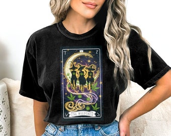 Weedches Tarot Card PNG: Three Witches, Moon & Stars (Digital Download)