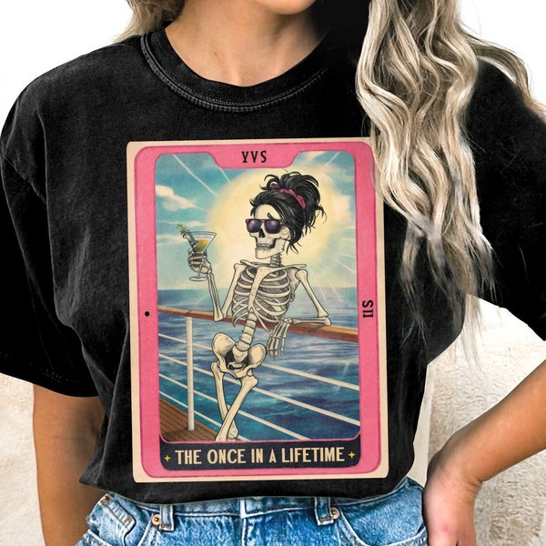 My Cruise Ironical Tarot Card PNG, The Once in a Lifetime Skeleton on Vacation, T-Shirt Mug PNG File, Sublimation Design